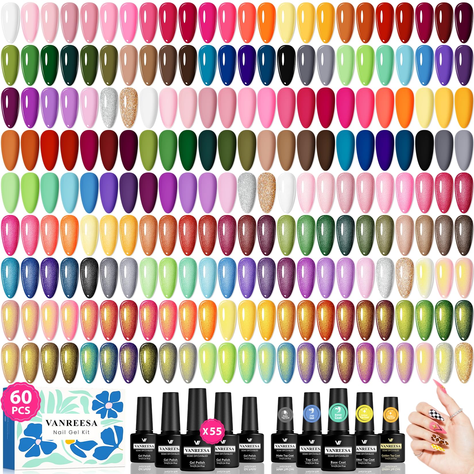 VANREESA gel nail polish set 55 colors for diverse at-home manicures