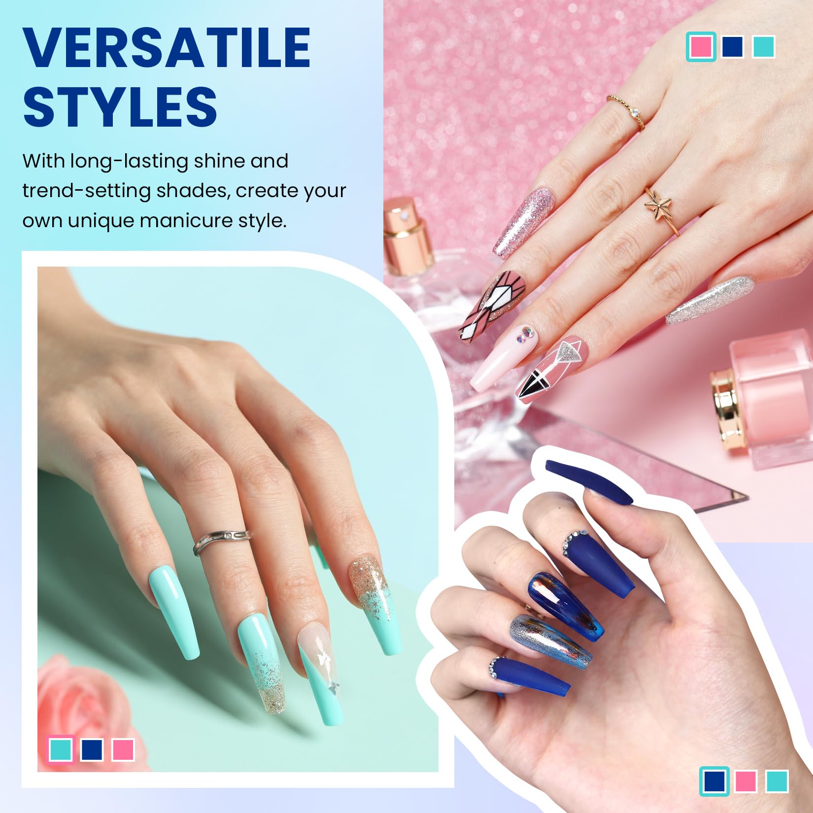VANREESA glossy top coat for high-shine nails.