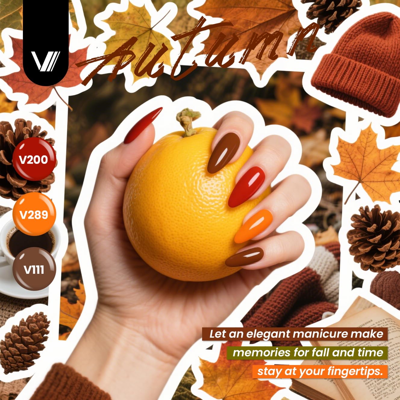 VANREESA golden top coat creates warm metallic accents for festive nails