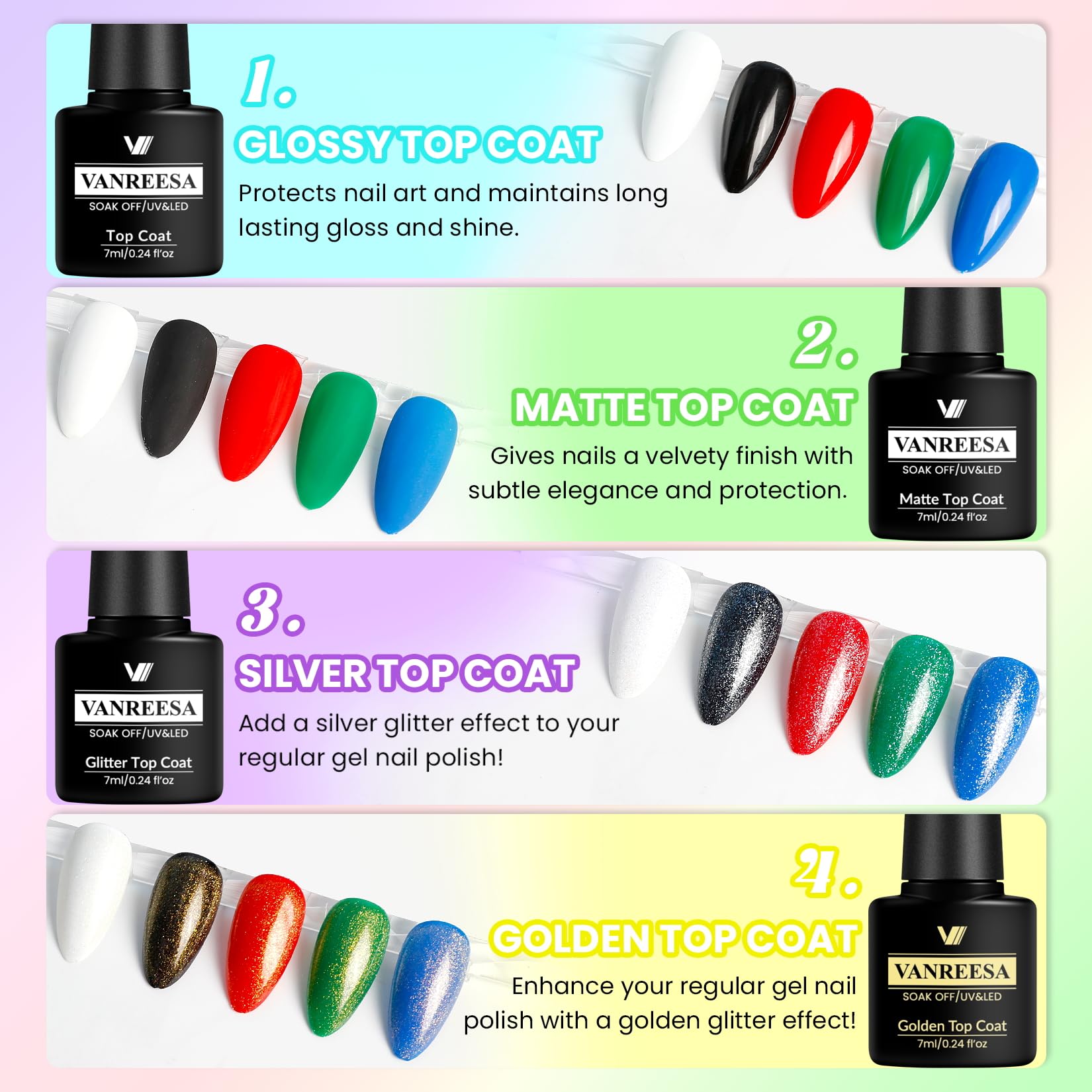 VANREESA nail polish palette with white to glitter shades for creative designs