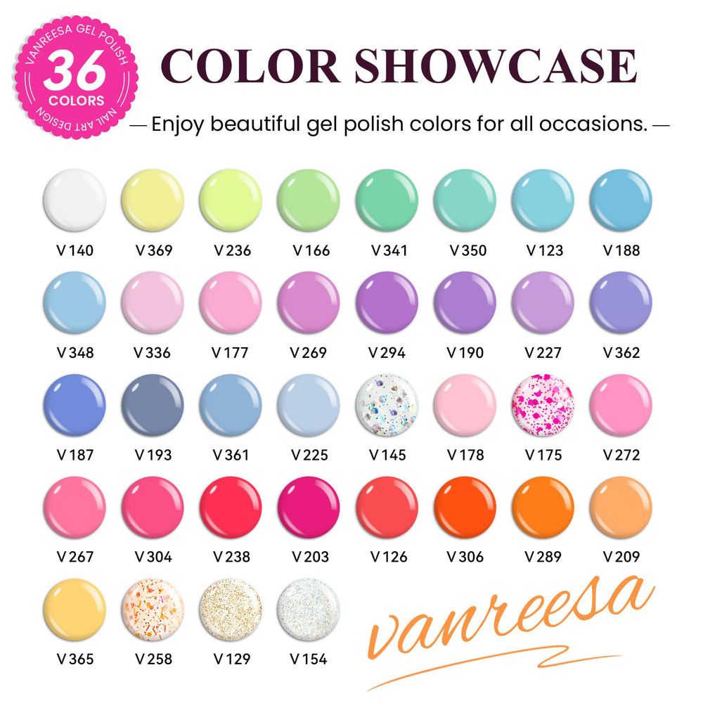 VANREESA Sweet Juice colors display board showcases trend-ready shades for quick color selection.