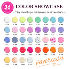 VANREESA Sweet Juice colors display board showcases trend-ready shades for quick color selection.