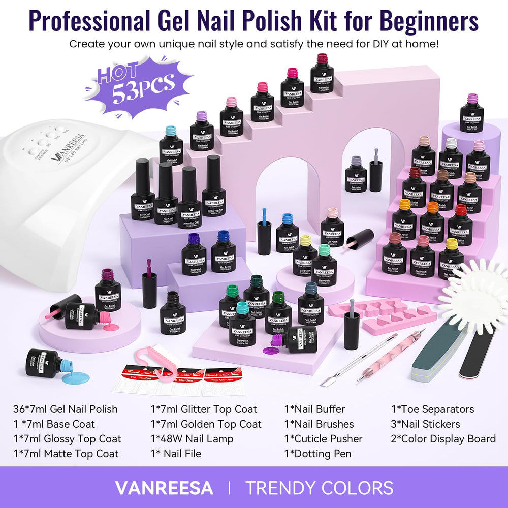VANREESA top coats showing glossy, matte, silver and gold finishes