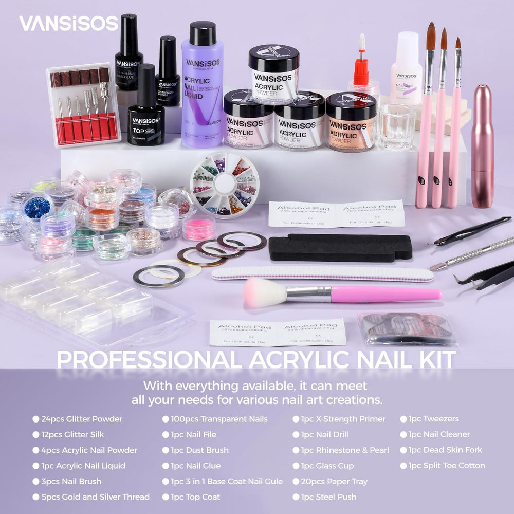 VANSISOS acrylic liquid bottle for smooth, bubble‑free application.