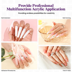 VANSISOS acrylic nail kit liquid monomer bottle highlights clear color adhesion.