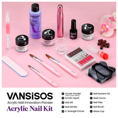 VANSISOS acrylic nail kit powder colors showcase smooth mix for durable extensions.