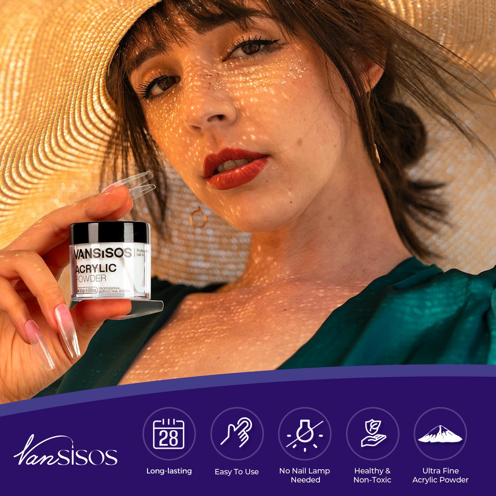 VANSISOS EMA-based acrylic liquid bottle shown for lasting color.