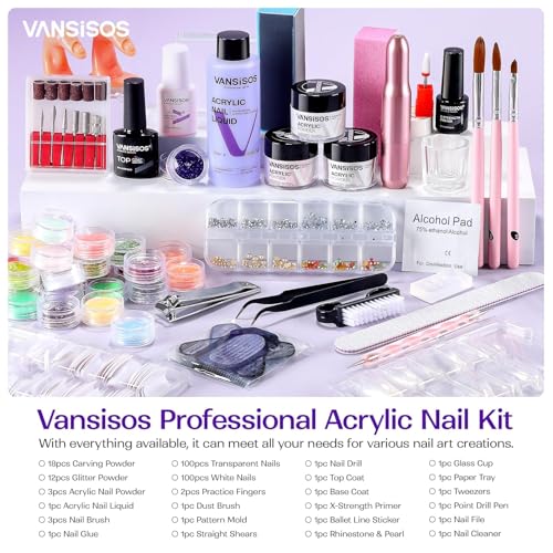 VANSISOS acrylic nail powder colors set highlights a modern, bubble-free formula for long-lasting nails