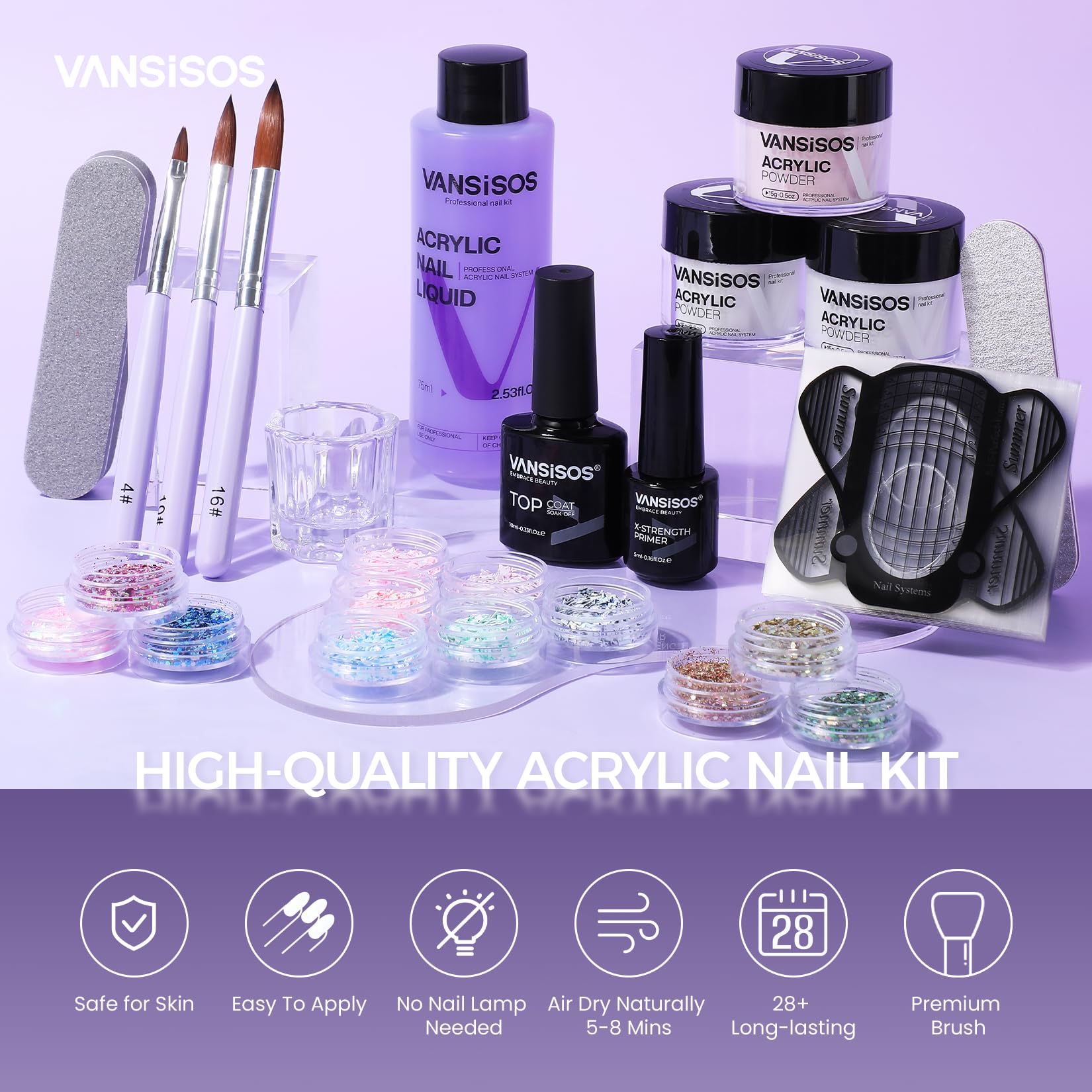 VANSISOS acrylic powder trio 30g each for versatile looks