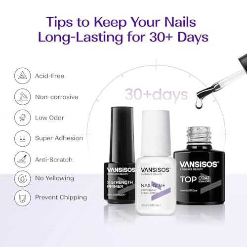 VANSISOS basic tools include base coat and top coat to protect nails and extend wear