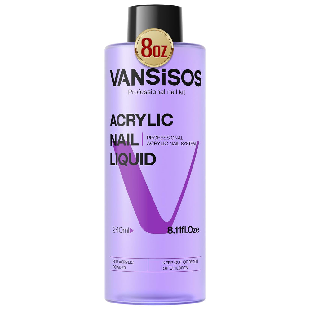 VANSISOS acrylic liquid bottle pour demonstrates smooth bead formation for DIY nail art.