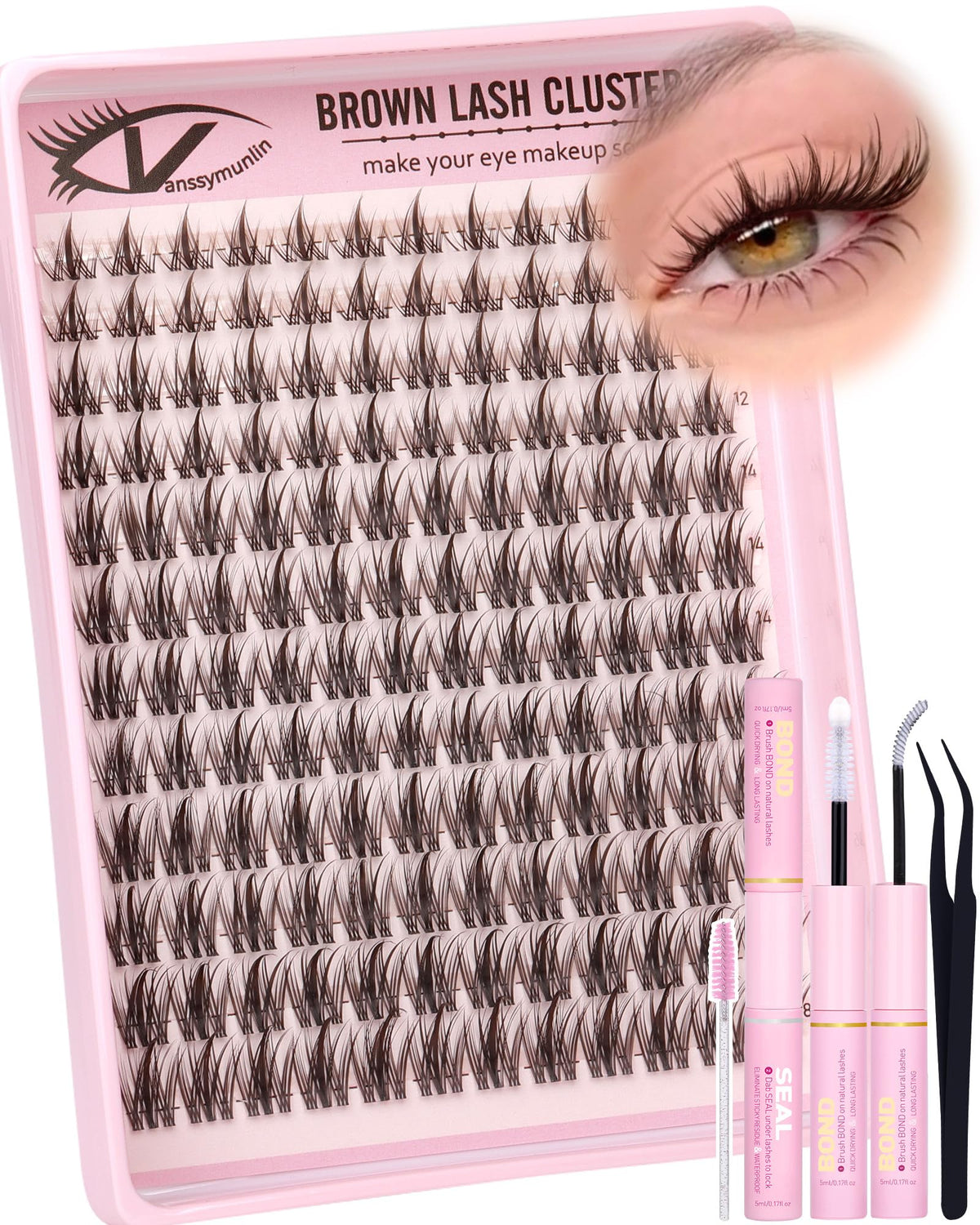 VANSSYMUNLIN brown manga lash clusters kit blends naturally for everyday anime looks.