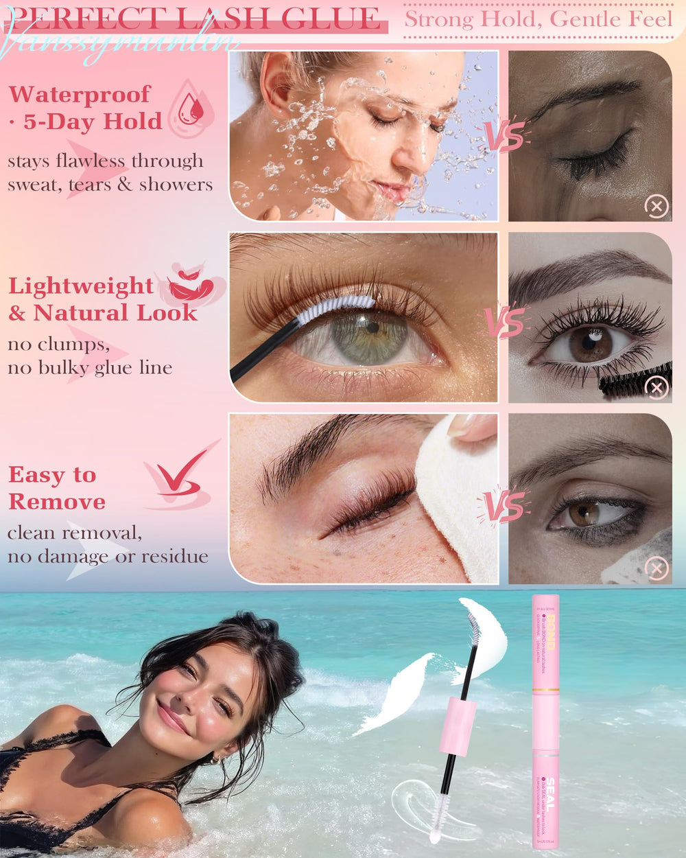 Vanssymunlin lash brush blending tool helps create seamless natural look.