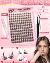VANSSYMUNLIN wispy C-curl lash clusters create lifted, fairy-like eyes for soft glam.