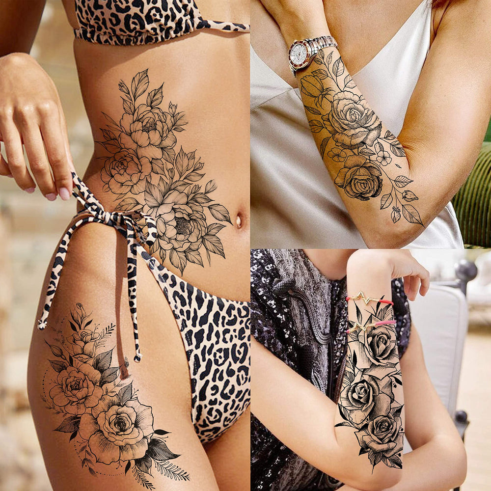 VANTATY detailed-flower-sketch-tattoo delivers intricate accents for DIY design.