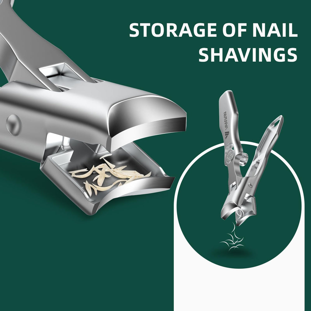 VANWIN nail clippers with safety lock for mess-free use.