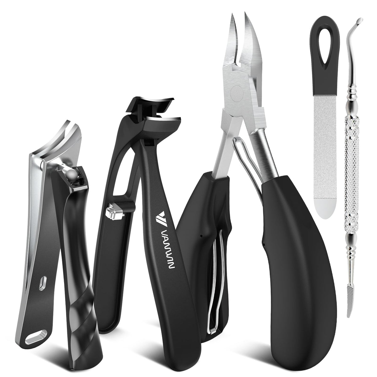 Vanwin angled-head toenail clippers with 38mm handle for precise trimming.