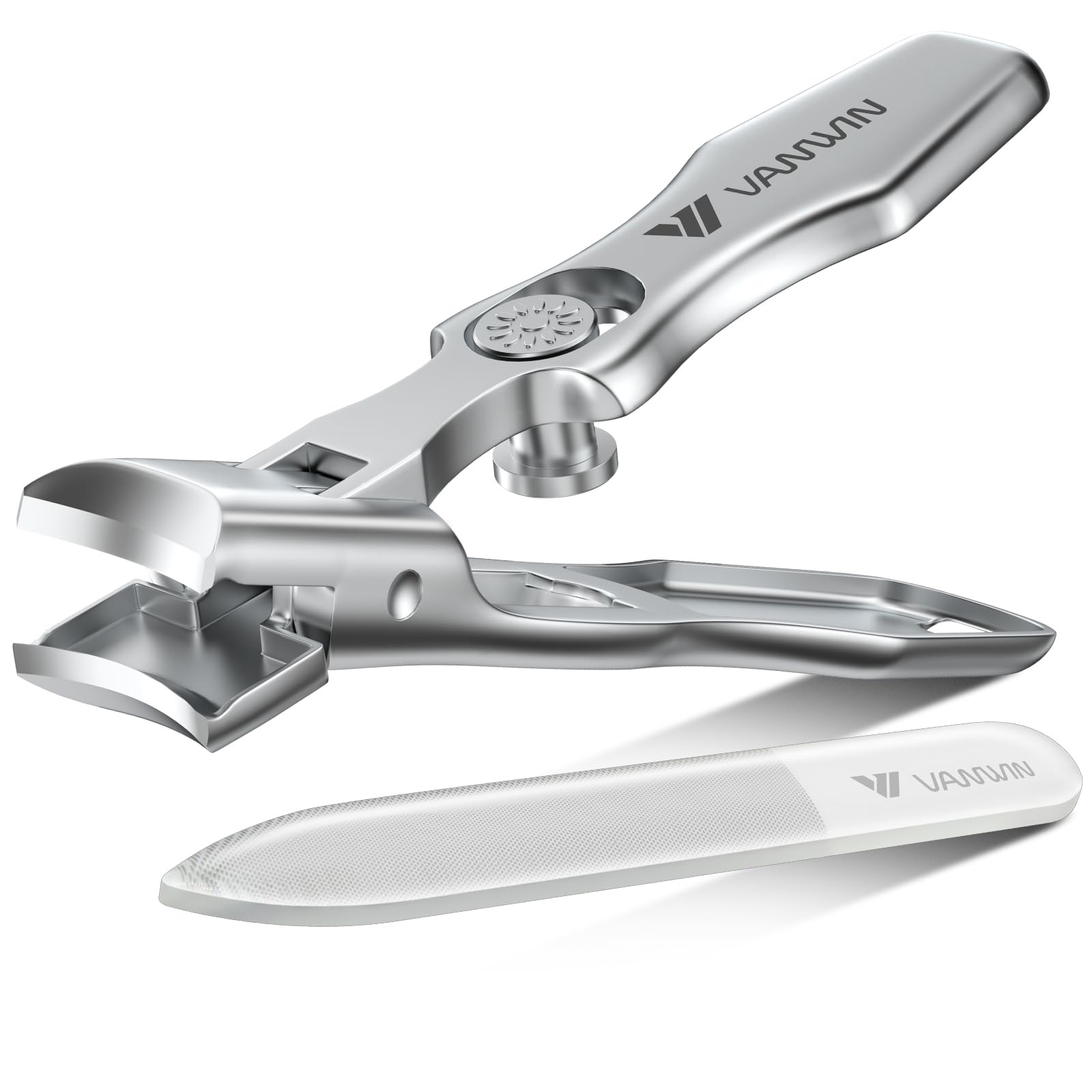 VANWIN toenail clippers wide jaw for easy thick-nail trimming.