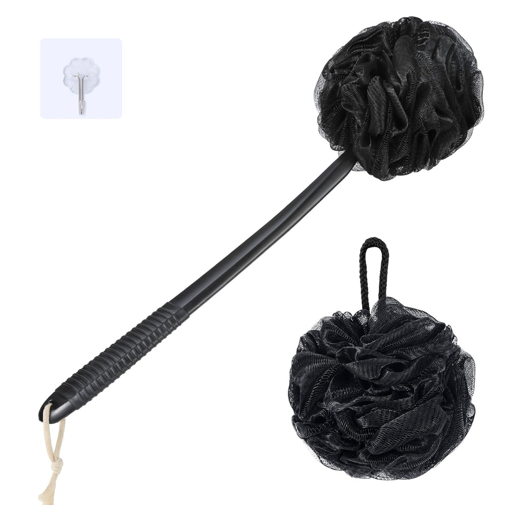 VANZAVANZU loofah on-stick 17in handle for easy reach and gentle cleansing