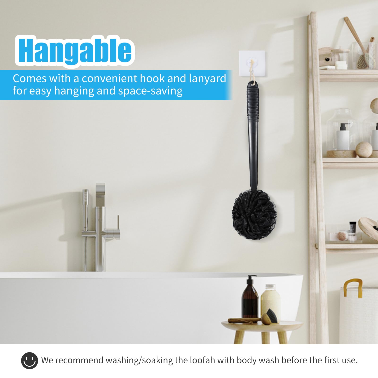 VANZAVANZU multi-color bath scrubber set complements bathroom decor