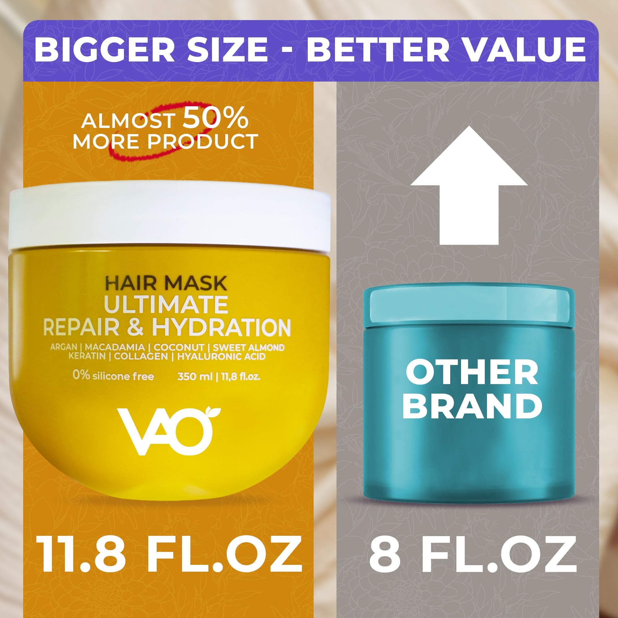 VAO Deep Conditioning Hair Mask bottle with argan oil drop indicating nourishment for shiny curls