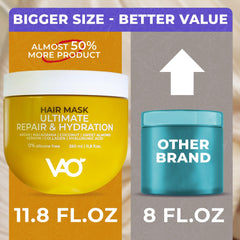 VAO Deep Conditioning Hair Mask bottle with argan oil drop indicating nourishment for shiny curls