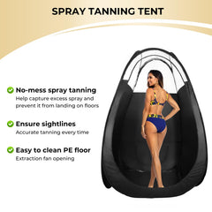 VARIPOWDER Pop Up Spray Tan Tent interior showing spacious layout for clients.