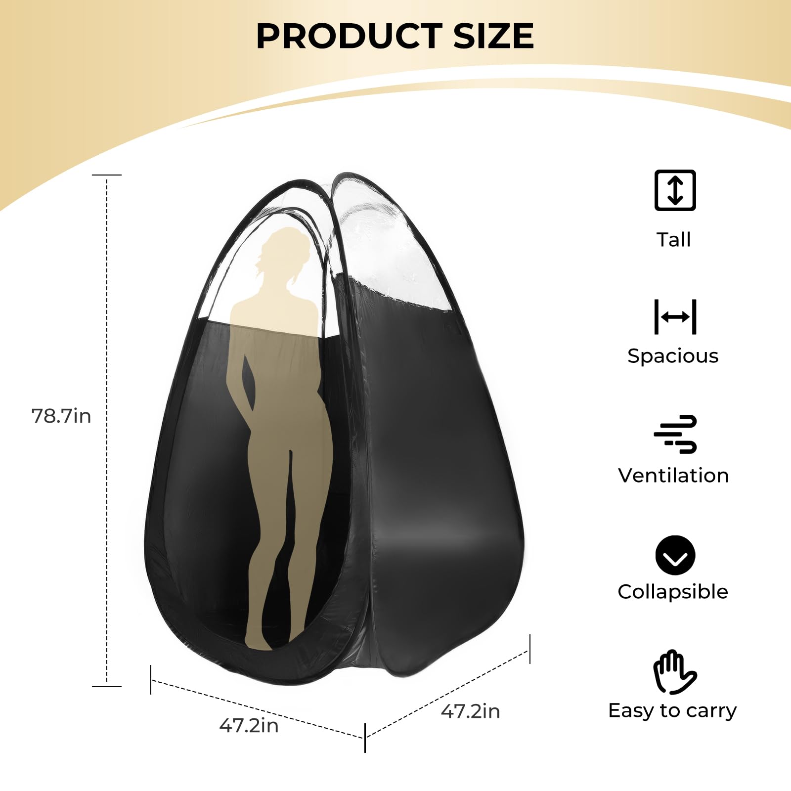 VARIPOWDER Pop Up Spray Tan Tent opened for private, quick setup.