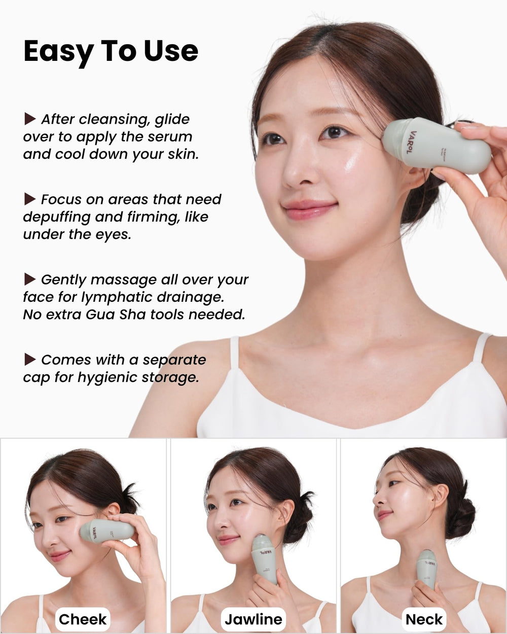 VAROL Ice Roll Serum Korean skincare heritage with glass-skin-inspired hydration.
