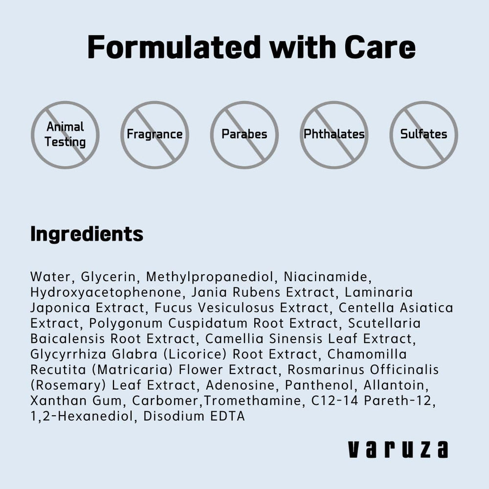 Varuza 10-pack display shows convenient multi-use skincare routine.
