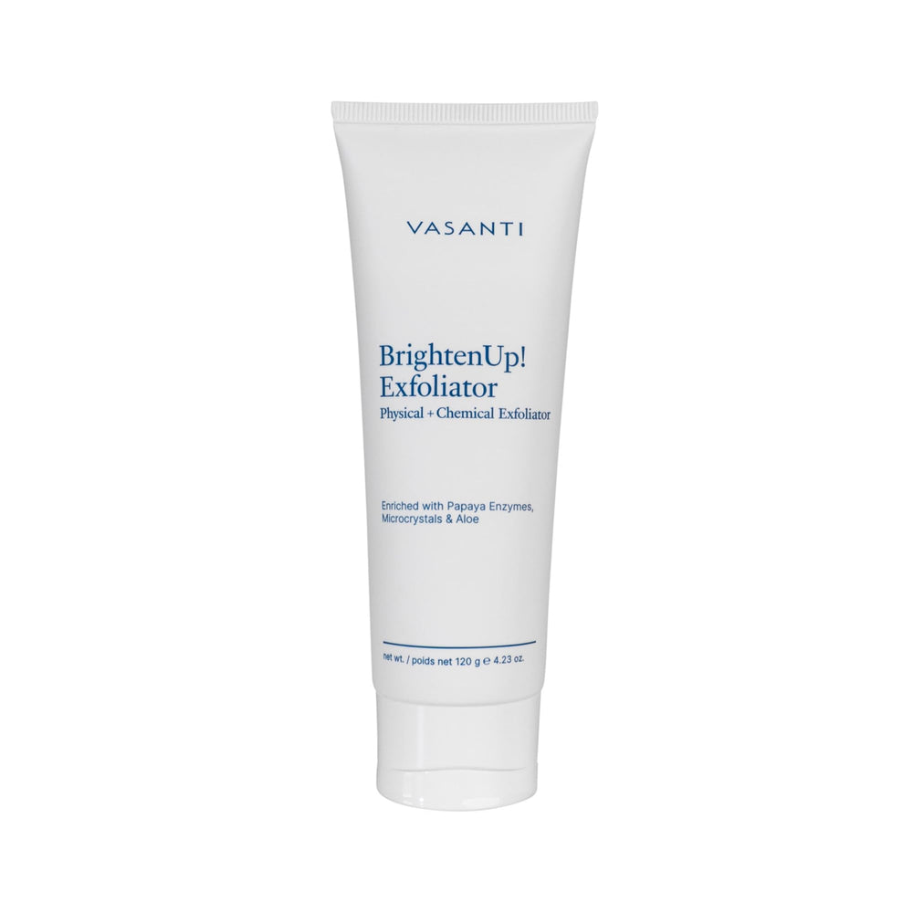 VASANTI Exfoliating Face Wash packaging shows the 120g bottle ready for daily use
