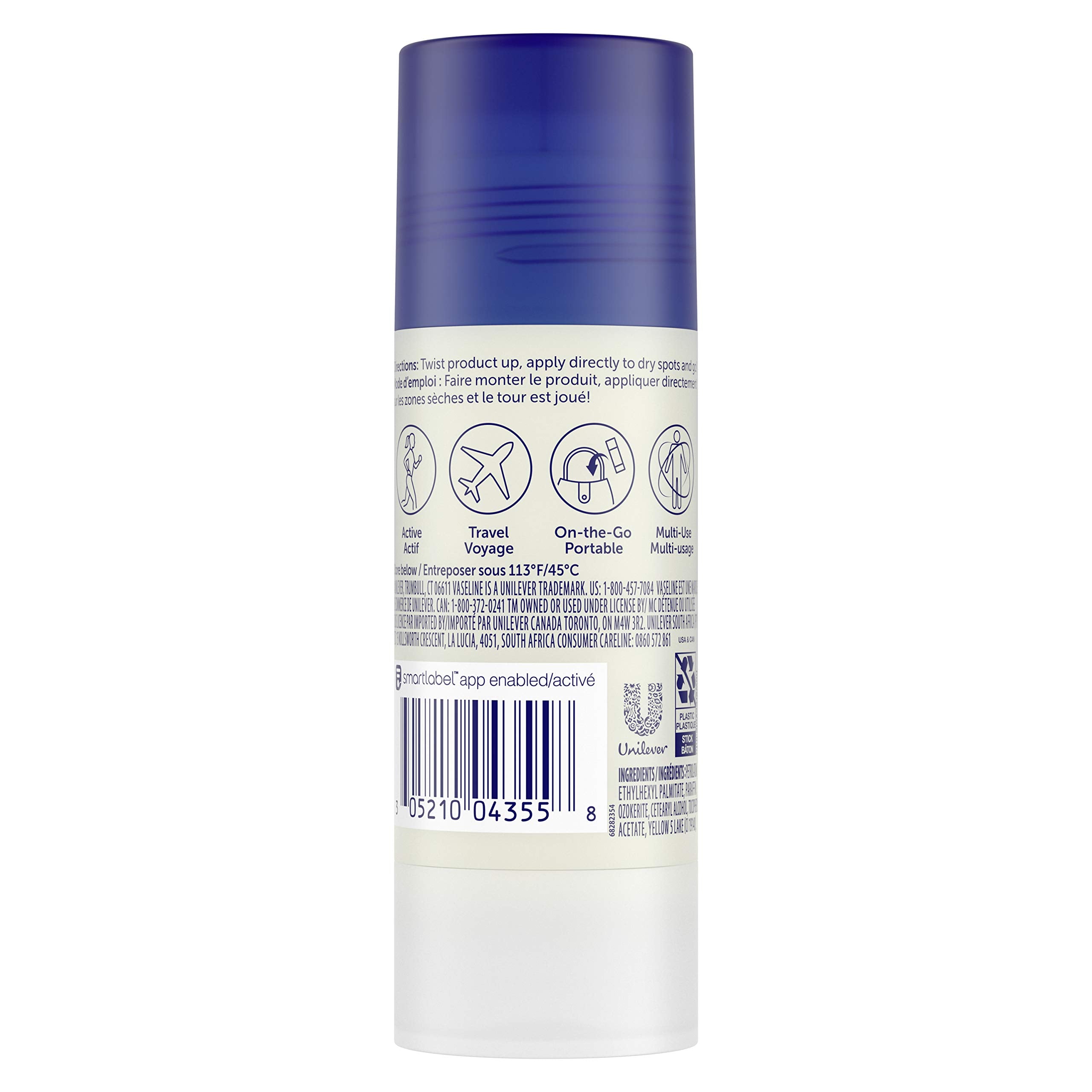 Vaseline All-Over Body Balm Stick application glide, mess-free and quick hydration.