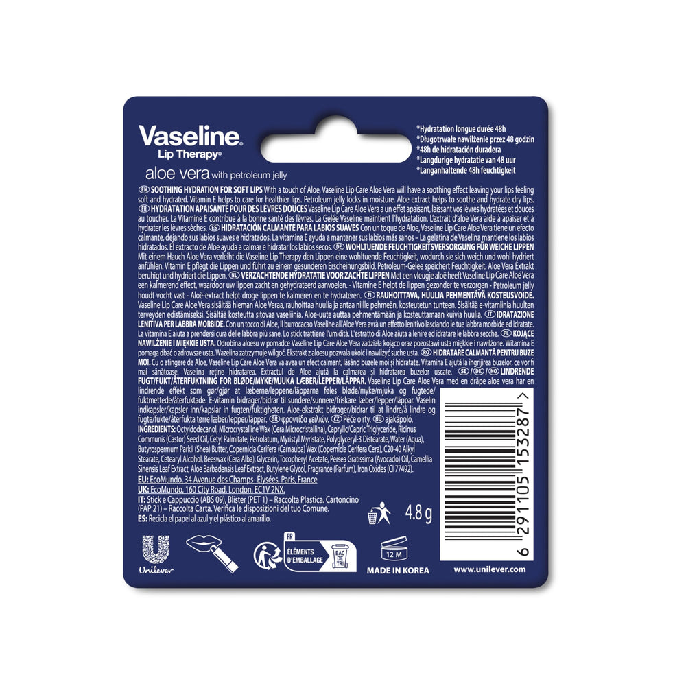 Vaseline Aloe Fresh Lip Therapy on application demonstrates smooth glide.