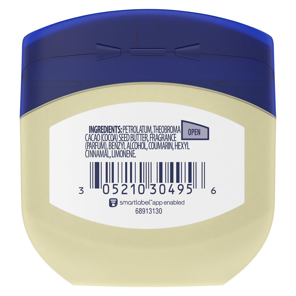 Vaseline Cocoa Butter Healing Jelly on dry elbows and knees shows smoothing potential