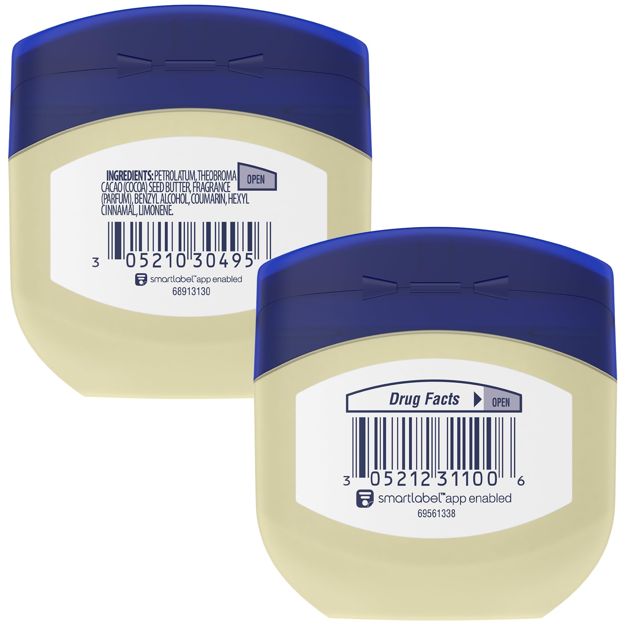 Vaseline Cocoa Butter jar close-up emphasizes cocoa-infused moisture and glow.