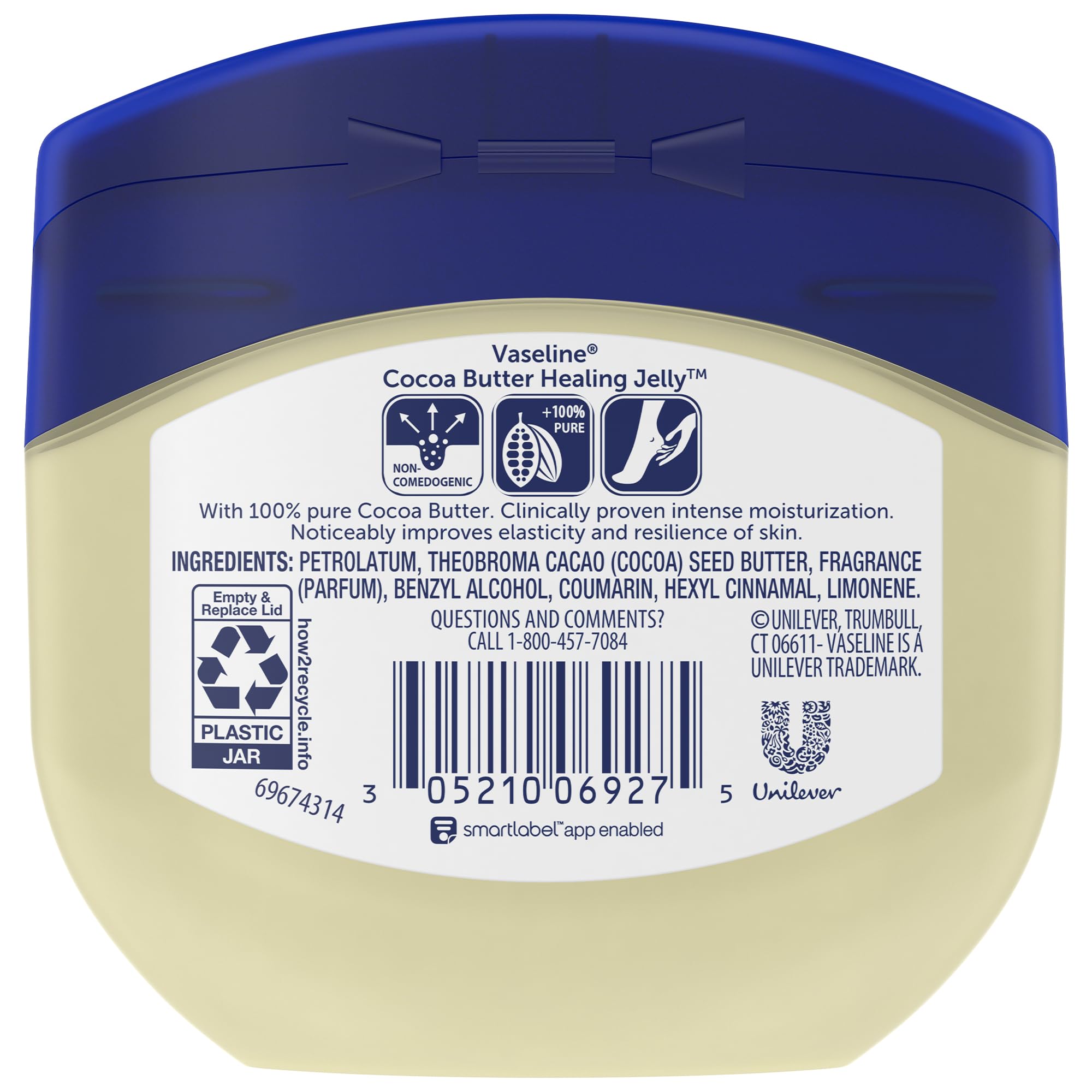 Vaseline Cocoa Butter Jelly 3-pack packaging highlights value and long-lasting moisture.
