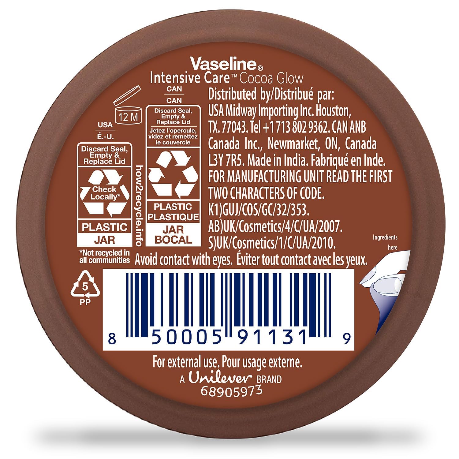 Vaseline Cocoa Glow body cream tube in use for quick absorption