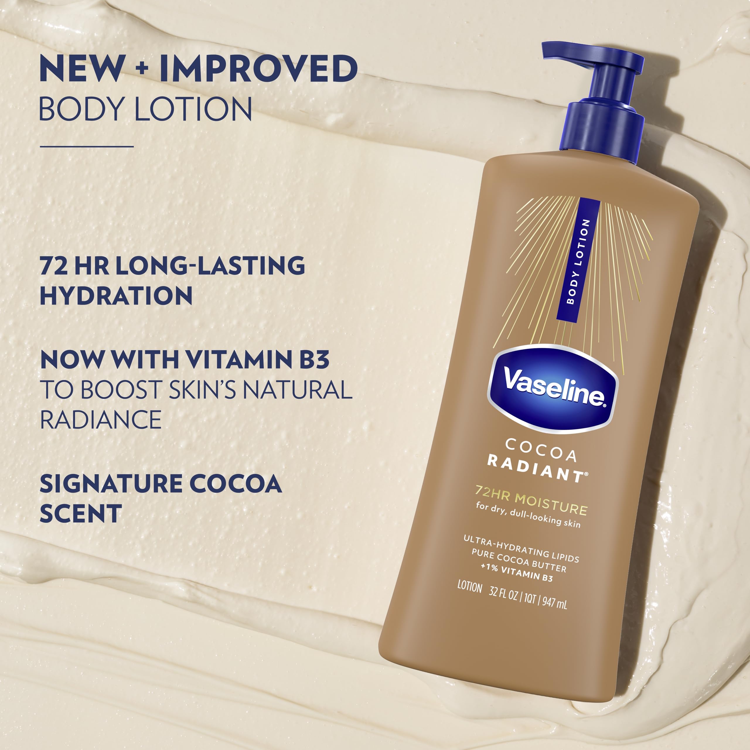 Applying Vaseline lotion to elbows and knees showing targeted moisturization benefit