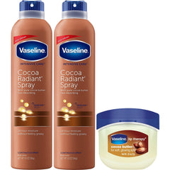 Vaseline Cocoa Radiant Spray Bottle for quick moisture and glow.