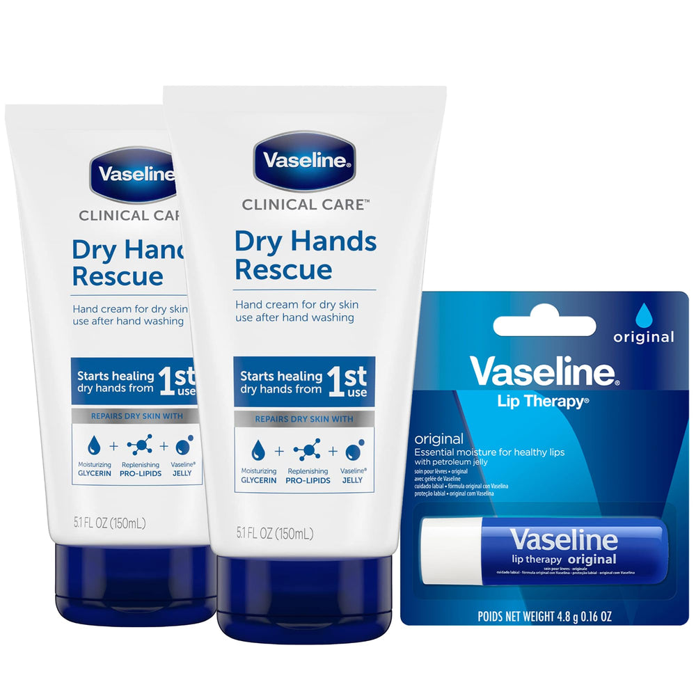 Vaseline Dry Hands Rescue bottle moisturizes extremely dry skin after washing.