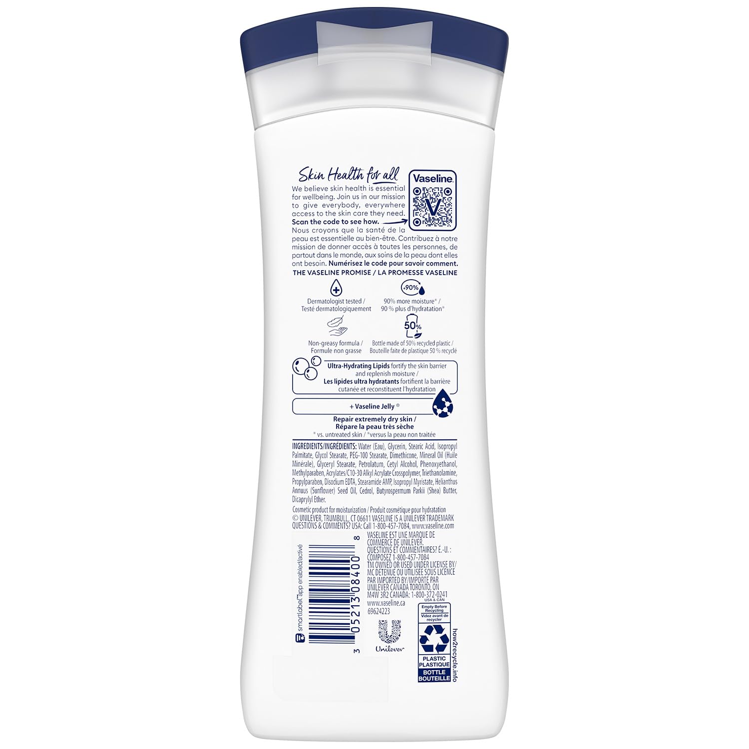 Vaseline Intensive Care Advanced Repair fragrance-free texture close-up with non-greasy absorption.