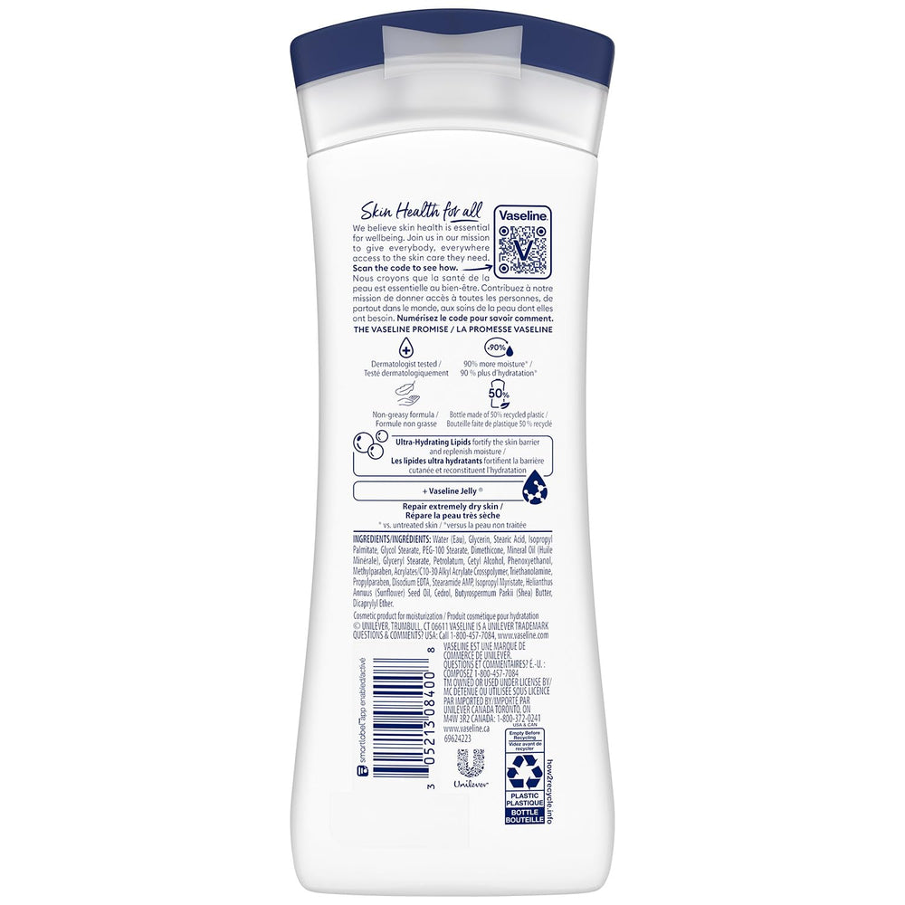 Vaseline Intensive Care Advanced Repair fragrance-free texture close-up with non-greasy absorption.