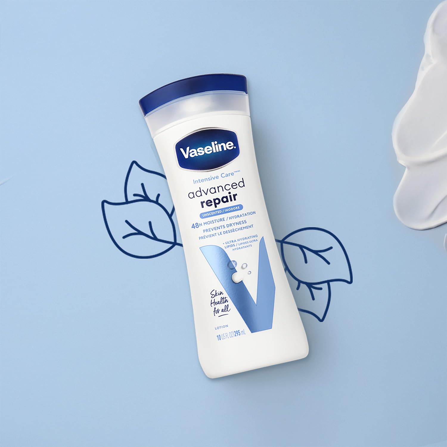 Vaseline Intensive Care Advanced Repair fragrance-free two-pack packaging indicating value.