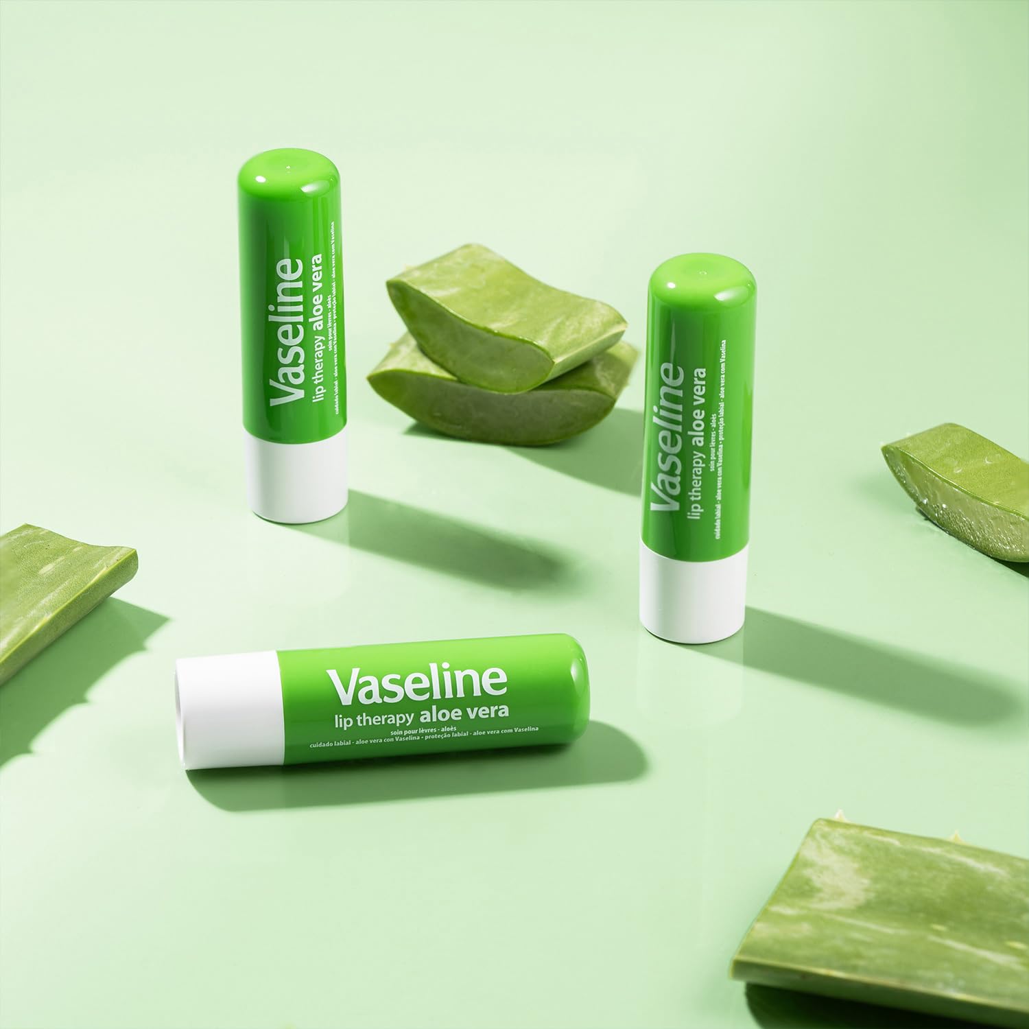 Vaseline Lip Therapy 4-pack Vitamin E info focusing on moisture retention benefits