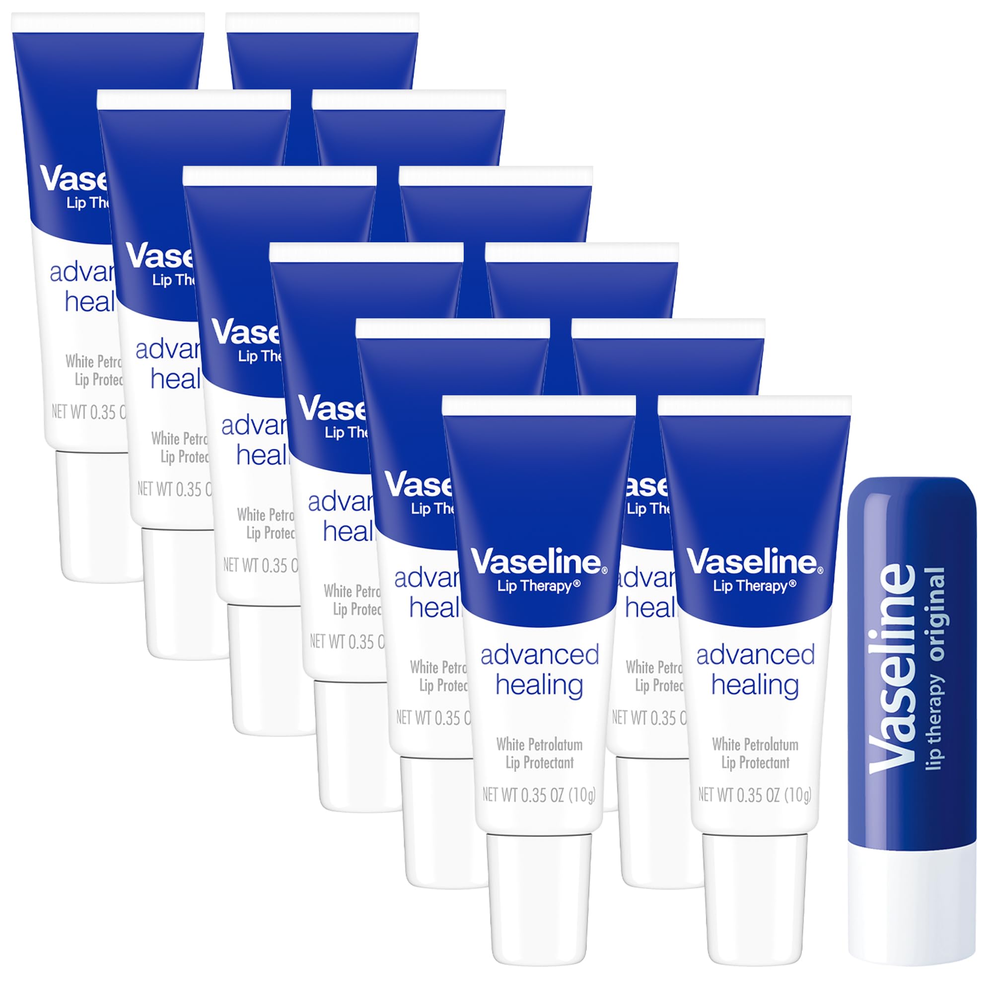 Vaseline Lip Therapy Advanced Healing tube in use for instant moisture.