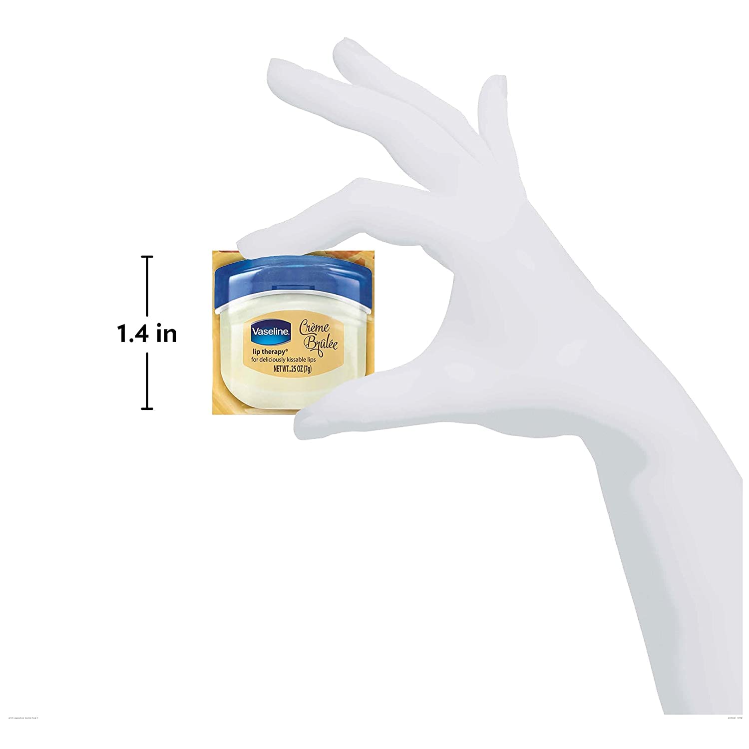 Creamy texture of Vaseline Lip Therapy Creme Brulee in jar close-up