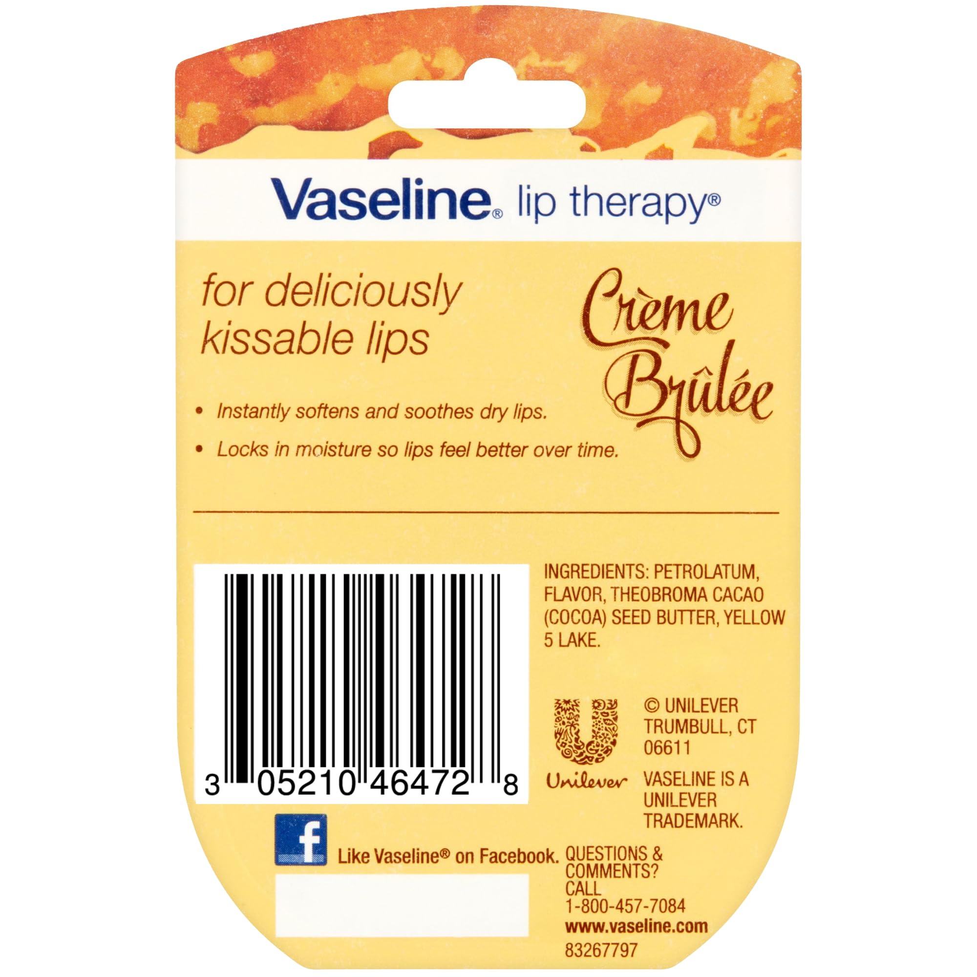 Vaseline Lip Therapy Creme Brulee Mini jar close-up showing creamy texture for quick moisture