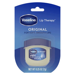 Vaseline Lip Therapy Original 4-pack display showing portable jars