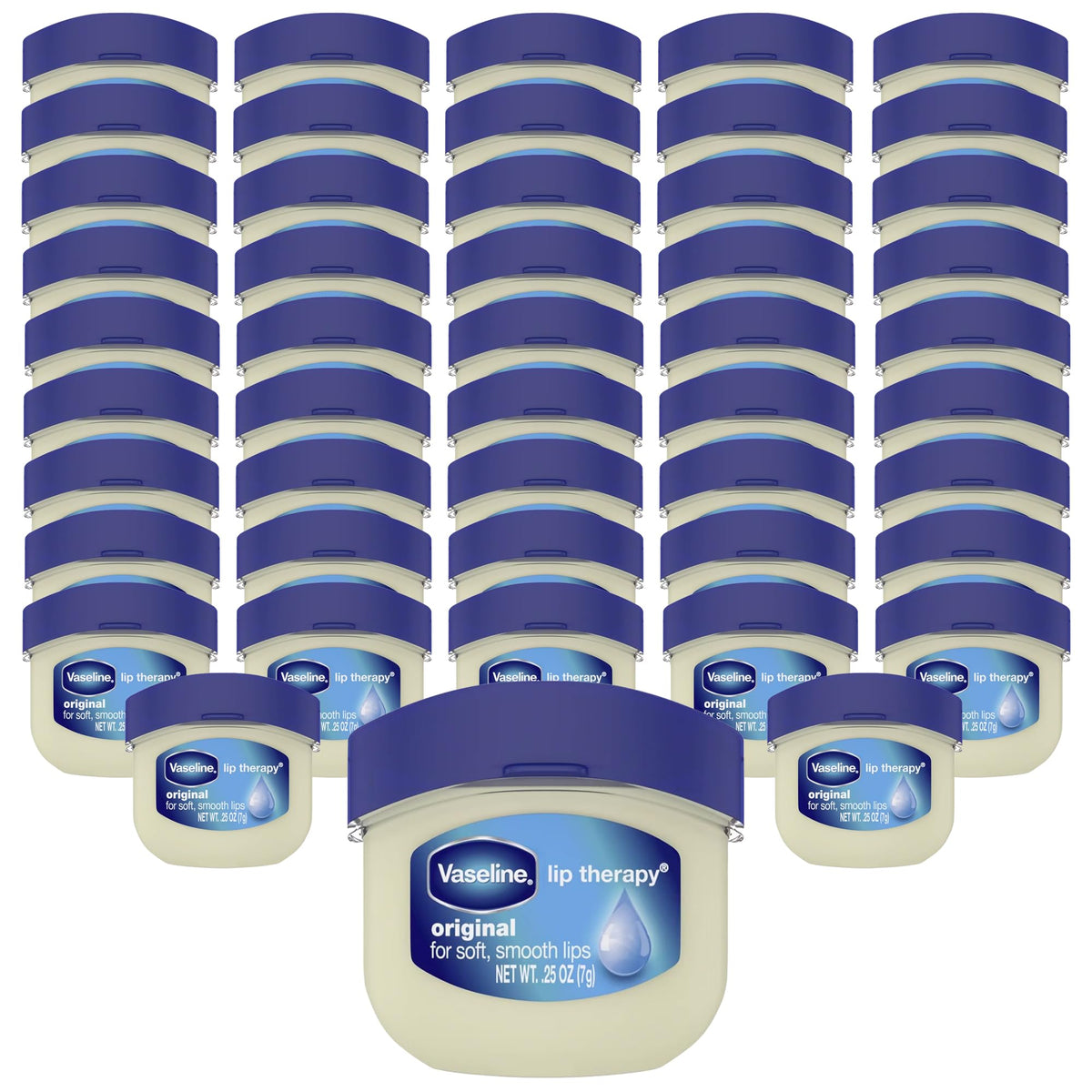 Vaseline Lip Therapy Original mini display bulk jars for easy restock and bulk savings.