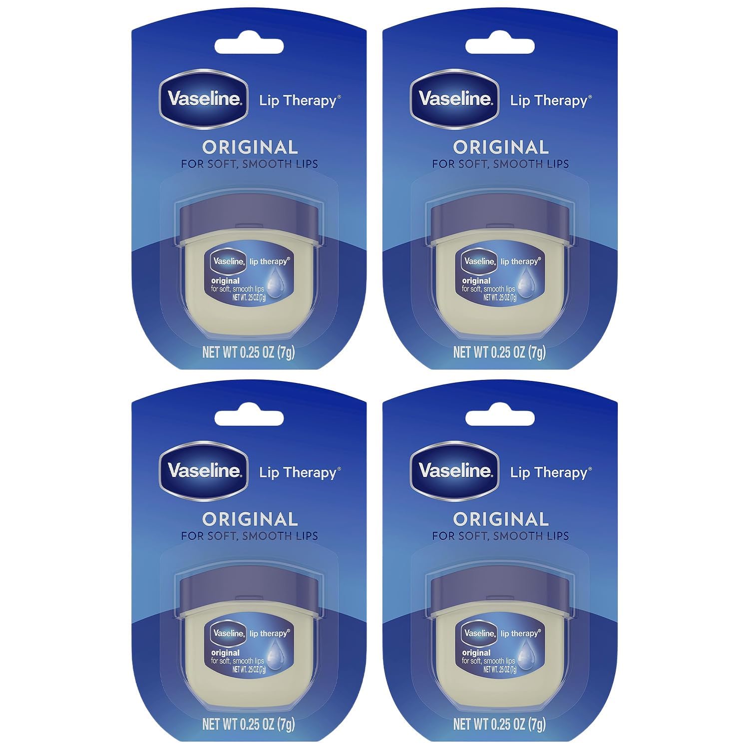Vaseline Lip Therapy Original mini jar closeup for smooth lips